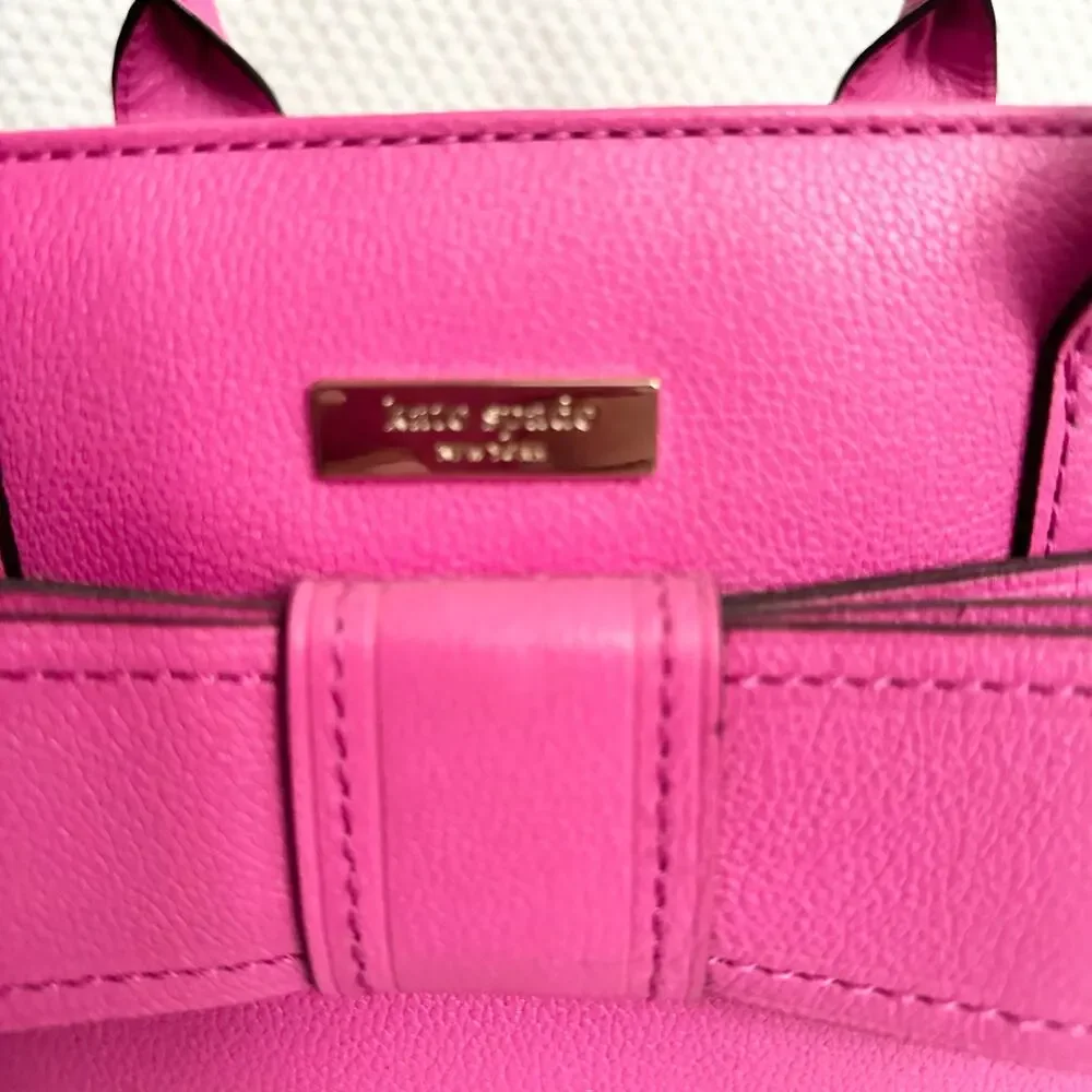 Kate  Spade Villabella Quinn Pink Top Handle Bow Triple Compartment Satchel